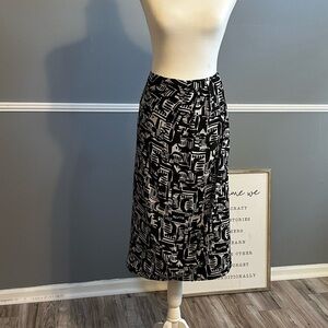Chaus Midi Length Black & White‎ Lined Silk Skirt Size 20W